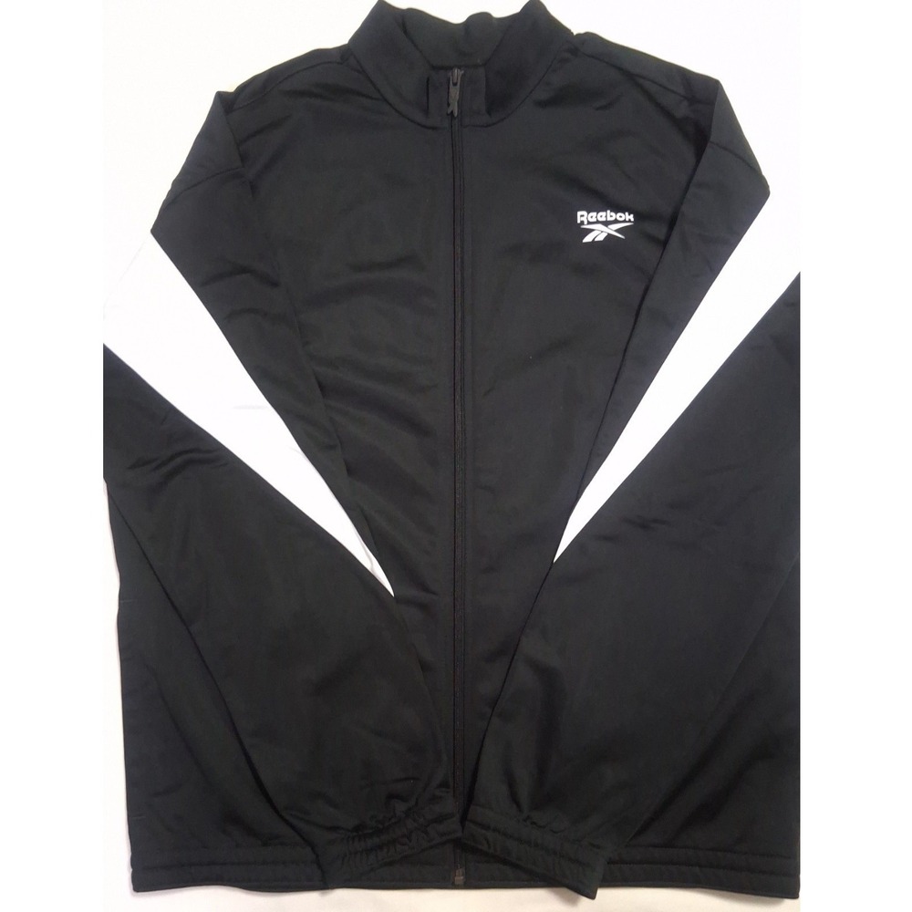 Reebok Men's RI Vector Knit Track Top, Black and White, Size Med